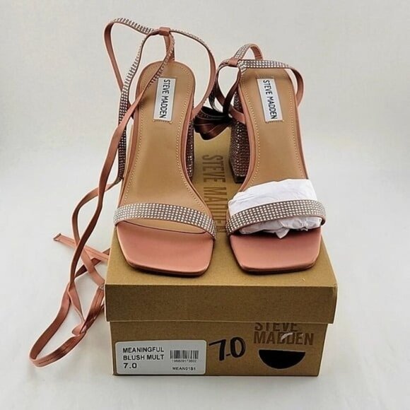 Steve Madden Shoes - New Steve Madden Meaningful Blush Sparkle Stappy Heel
